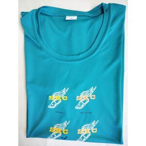 SPORT-TEK Woman Cyan Blue Crewneck Activewear Winged- Foot Graphic Tee M